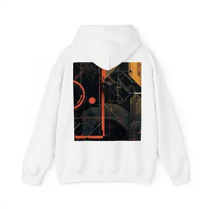 Dark Cyberpunk Circuit Grid Orange Abstract Art