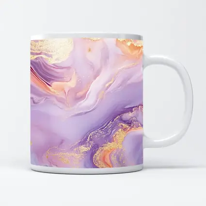 Lavender Pink Gold Swirl Marble Abstract Art