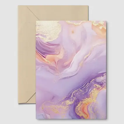 Lavender Pink Gold Swirl Marble Abstract Art