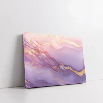 Pink Purple Marble Abstract Gold Swirl Art