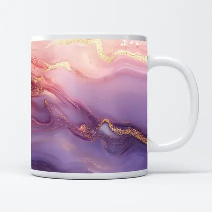 Pink Purple Marble Abstract Gold Swirl Art