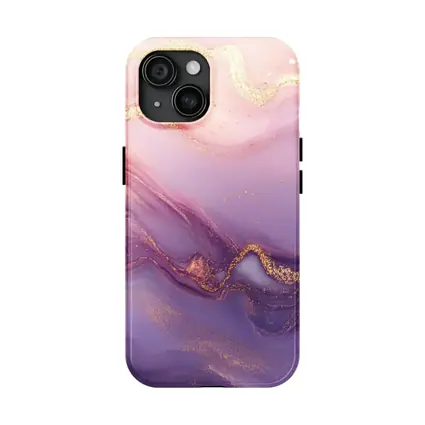 Pink Purple Marble Abstract Gold Swirl Art