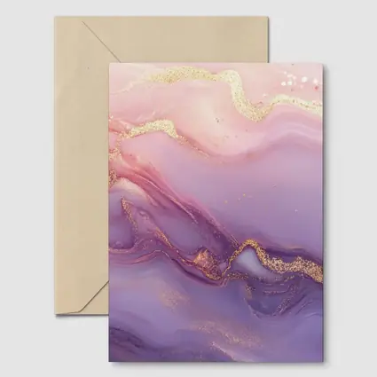 Pink Purple Marble Abstract Gold Swirl Art