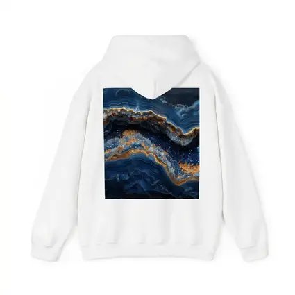 Deep Blue Geode Abstract Gold Wave Art