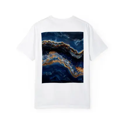 Deep Blue Geode Abstract Gold Wave Art