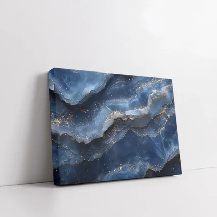 Deep Blue Marble Abstract Gold Glitter