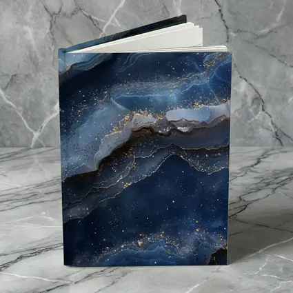 Deep Blue Marble Abstract Gold Glitter