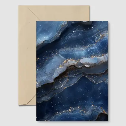 Deep Blue Marble Abstract Gold Glitter