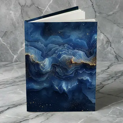 Deep Blue Marble Abstract Gold Swirls