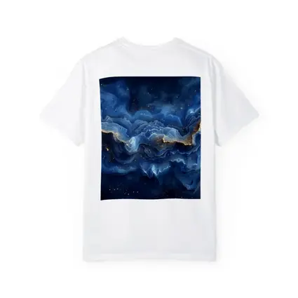 Deep Blue Marble Abstract Gold Swirls