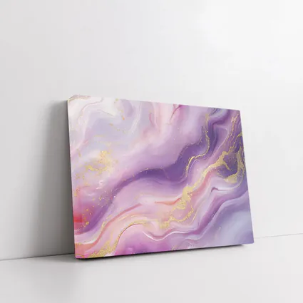 Purple Pink Marble Gold Abstract Art
