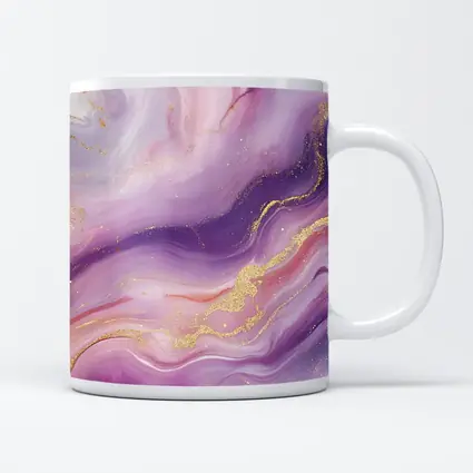 Purple Pink Marble Gold Abstract Art