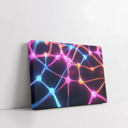 Neon Neural Network Glowing Dark Background
