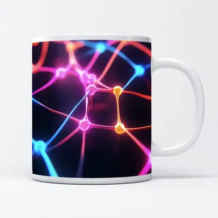 Neon Neural Network Glowing Dark Background