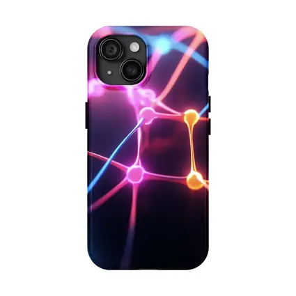 Neon Neural Network Glowing Dark Background