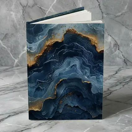 Blue Marble Abstract Art Gold Accents