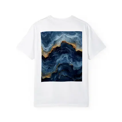 Blue Marble Abstract Art Gold Accents