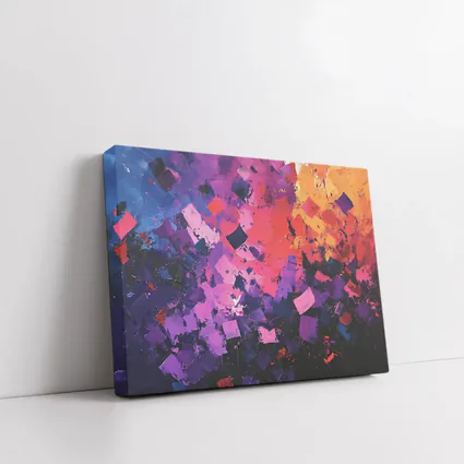 Abstract Purple Orange Geometric Brushstroke Painting