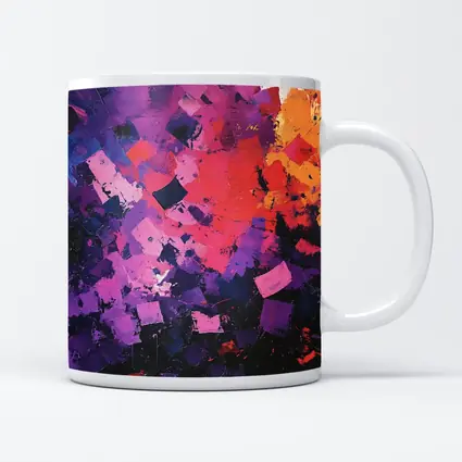 Abstract Purple Orange Geometric Brushstroke Painting