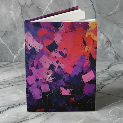 Abstract Purple Orange Geometric Brushstroke Painting