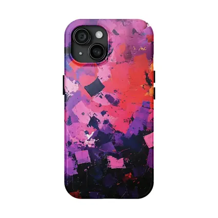 Abstract Purple Orange Geometric Brushstroke Painting