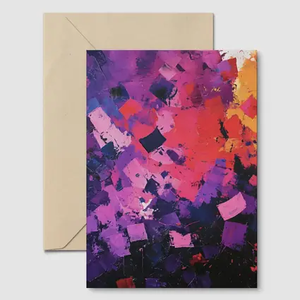 Abstract Purple Orange Geometric Brushstroke Painting