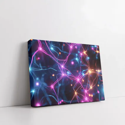 Neon Neural Network Glowing Blue Pink Background