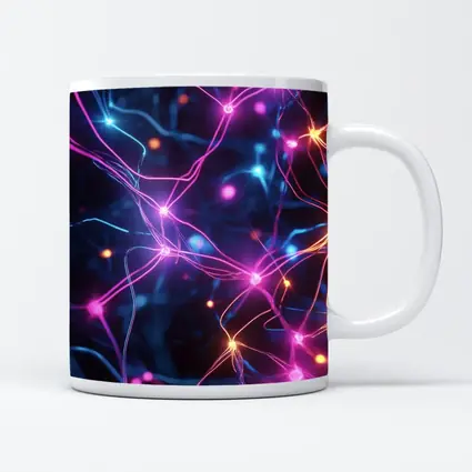 Neon Neural Network Glowing Blue Pink Background