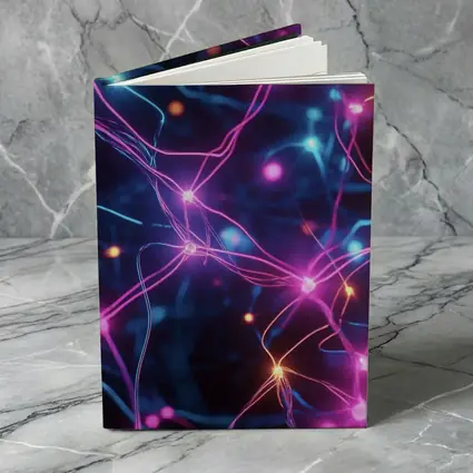 Neon Neural Network Glowing Blue Pink Background