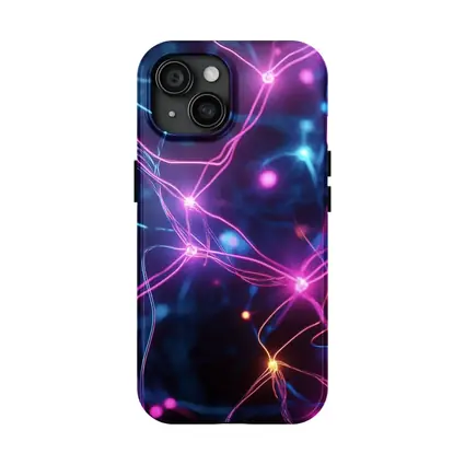 Neon Neural Network Glowing Blue Pink Background