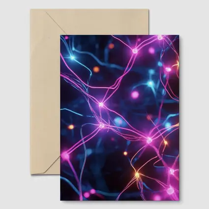 Neon Neural Network Glowing Blue Pink Background