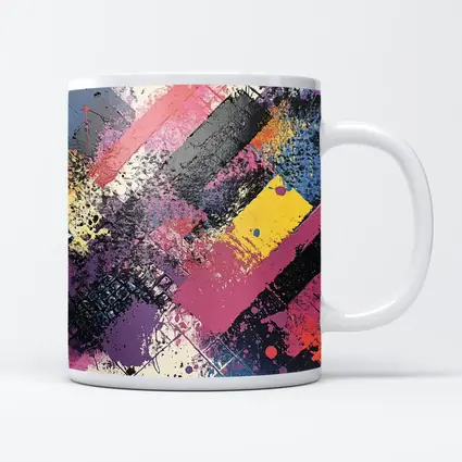 Bold Abstract Geometric Graffiti Art Pink Purple