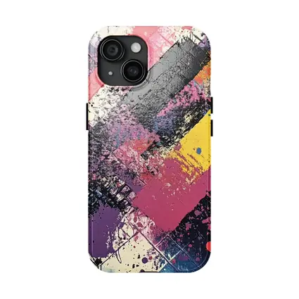 Bold Abstract Geometric Graffiti Art Pink Purple