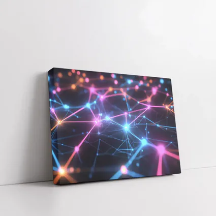 Neon Network Grid Dark Abstract Background