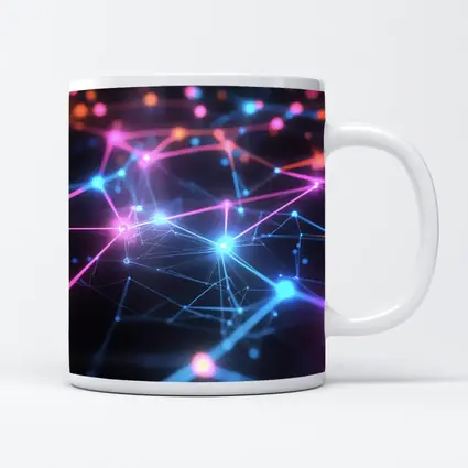 Neon Network Grid Dark Abstract Background