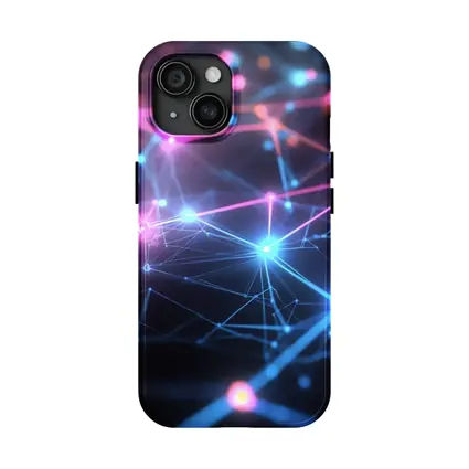 Neon Network Grid Dark Abstract Background