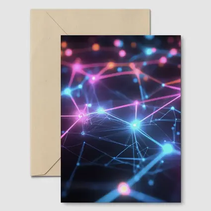 Neon Network Grid Dark Abstract Background