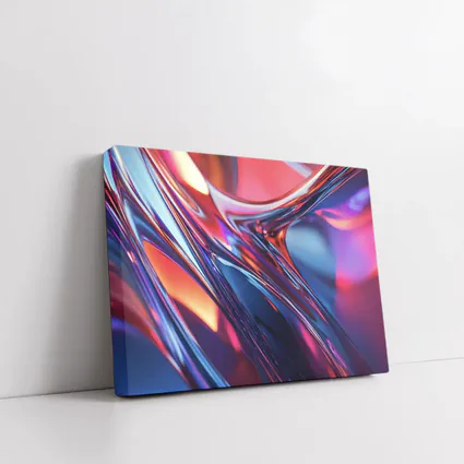 Chrome Abstract Fluid Waves Blue Red