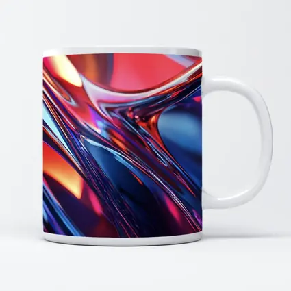 Chrome Abstract Fluid Waves Blue Red