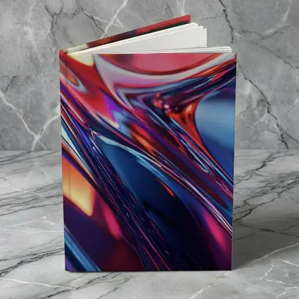 Chrome Abstract Fluid Waves Blue Red