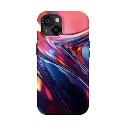 Chrome Abstract Fluid Waves Blue Red