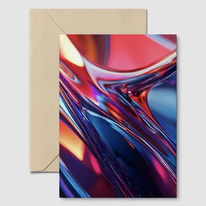 Chrome Abstract Fluid Waves Blue Red