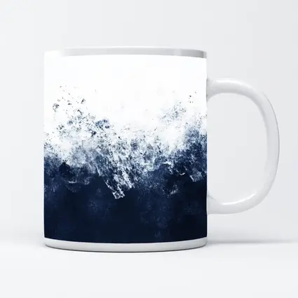 Dark Navy Blue Ocean Wave Abstract Art