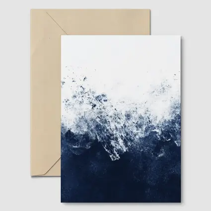 Dark Navy Blue Ocean Wave Abstract Art