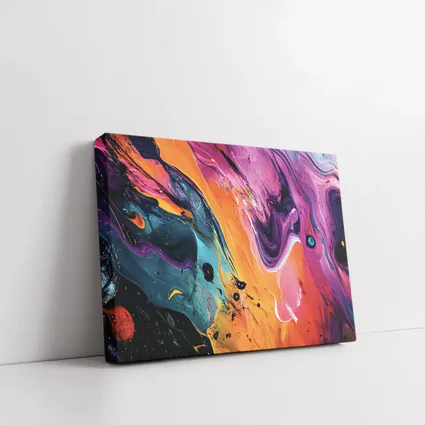 Bold Fluid Abstract Art Orange Purple Black