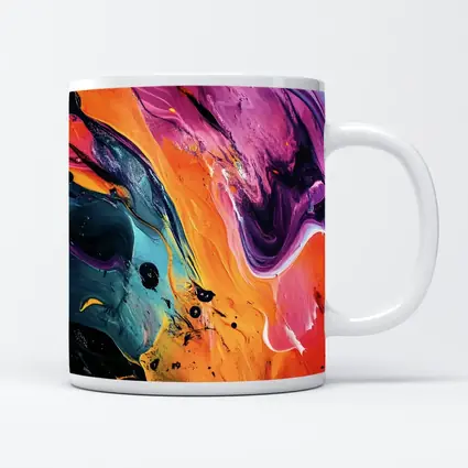 Bold Fluid Abstract Art Orange Purple Black