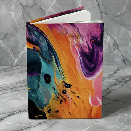 Bold Fluid Abstract Art Orange Purple Black