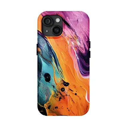 Bold Fluid Abstract Art Orange Purple Black