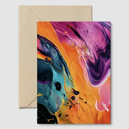 Bold Fluid Abstract Art Orange Purple Black
