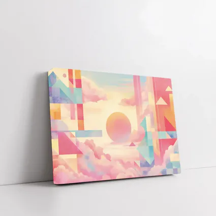 Pastel Geometric Abstract Sky Clouds Art